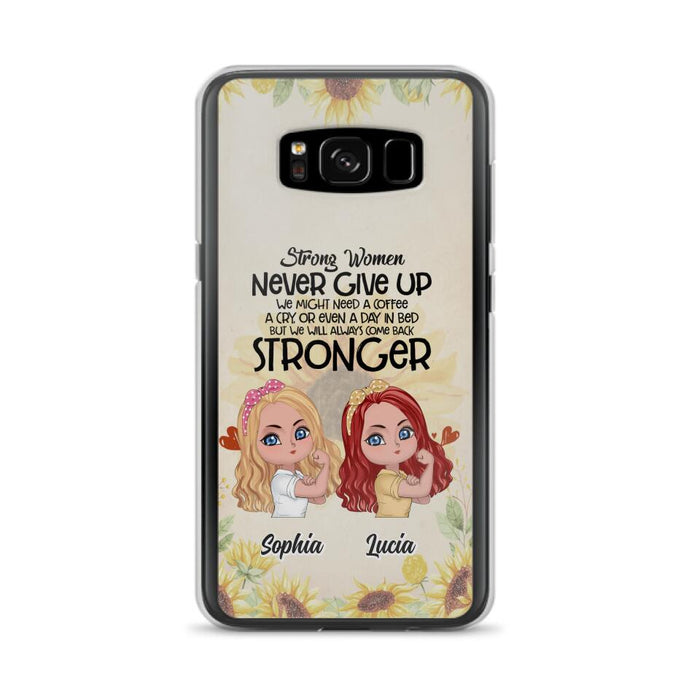 Custom Personalized Strong Women Phone Case - Upto 5 Women - Gift Idea For Friends/Besties/Sisters - Never Give Up - Case for iPhone/Samsung