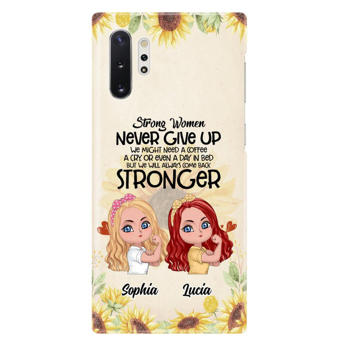 Custom Personalized Strong Women Phone Case - Upto 5 Women - Gift Idea For Friends/Besties/Sisters - Never Give Up - Case for iPhone/Samsung