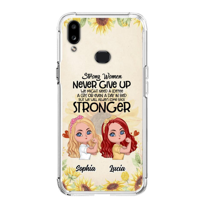 Custom Personalized Strong Women Phone Case - Upto 5 Women - Gift Idea For Friends/Besties/Sisters - Never Give Up - Case for iPhone/Samsung