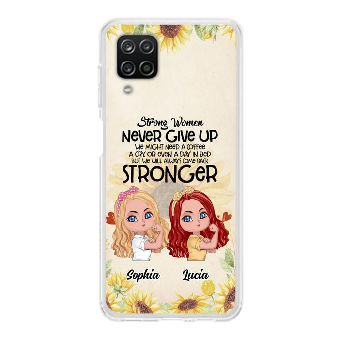 Custom Personalized Strong Women Phone Case - Upto 5 Women - Gift Idea For Friends/Besties/Sisters - Never Give Up - Case for iPhone/Samsung