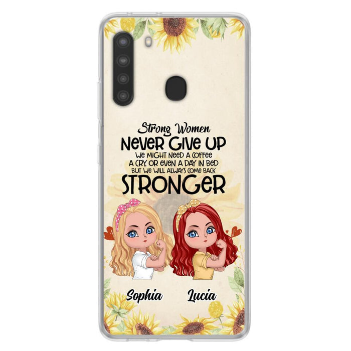 Custom Personalized Strong Women Phone Case - Upto 5 Women - Gift Idea For Friends/Besties/Sisters - Never Give Up - Case for iPhone/Samsung