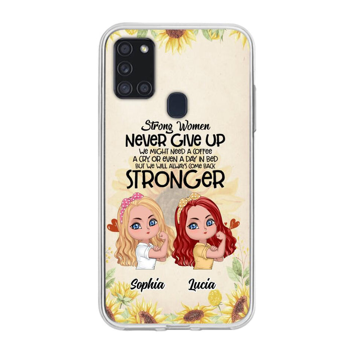 Custom Personalized Strong Women Phone Case - Upto 5 Women - Gift Idea For Friends/Besties/Sisters - Never Give Up - Case for iPhone/Samsung