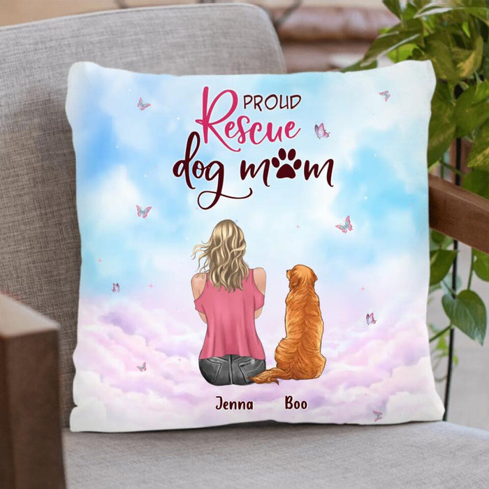 Custom Personalized Dog Mom Pillow Cover/Quilt/Fleece Blanket - Upto 5 Dogs - Mother's Day Gift Idea For Dog Lovers - Proud Rescue Dog Mom