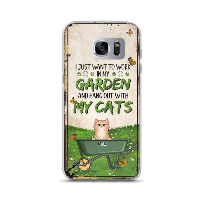 Custom Personalized Cat Phone Case For iPhone And Samsung - Gift Idea For Cat Lover - Up to 6 Cats - I Just Want To Work In My Garden And Hang Out With My Cats