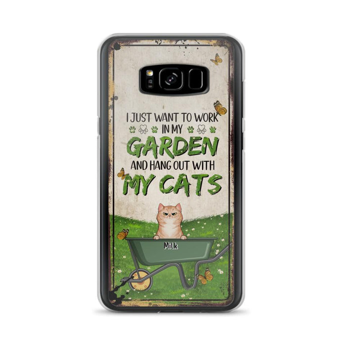 Custom Personalized Cat Phone Case For iPhone And Samsung - Gift Idea For Cat Lover - Up to 6 Cats - I Just Want To Work In My Garden And Hang Out With My Cats