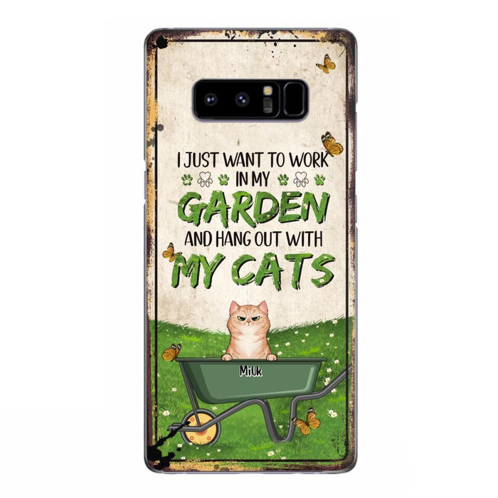 Custom Personalized Cat Phone Case For iPhone And Samsung - Gift Idea For Cat Lover - Up to 6 Cats - I Just Want To Work In My Garden And Hang Out With My Cats