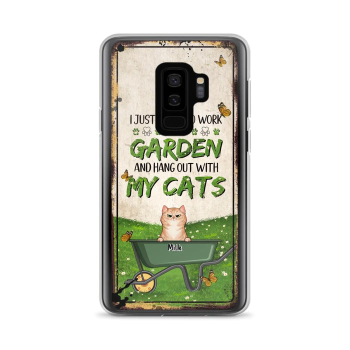 Custom Personalized Cat Phone Case For iPhone And Samsung - Gift Idea For Cat Lover - Up to 6 Cats - I Just Want To Work In My Garden And Hang Out With My Cats