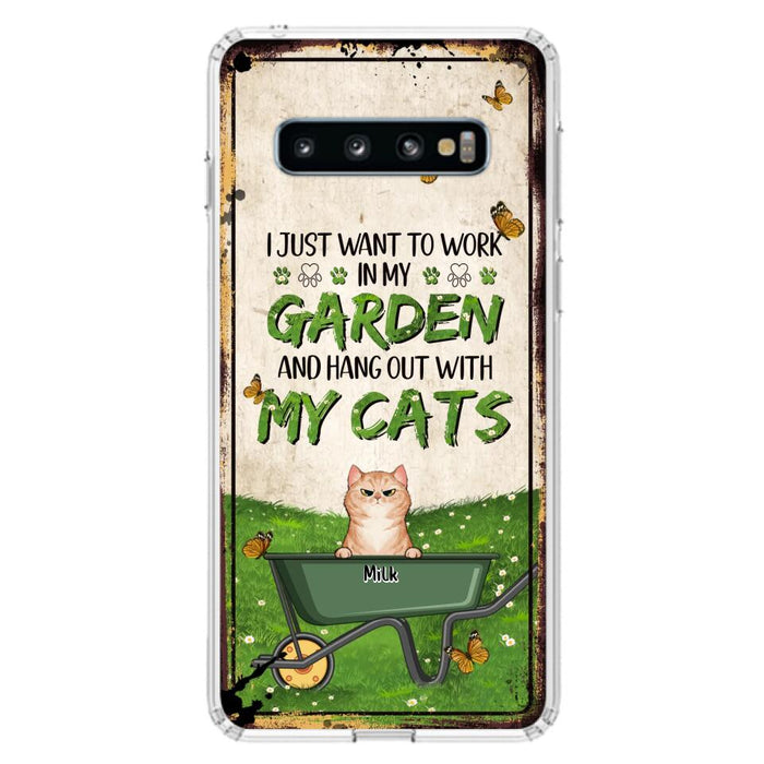 Custom Personalized Cat Phone Case For iPhone And Samsung - Gift Idea For Cat Lover - Up to 6 Cats - I Just Want To Work In My Garden And Hang Out With My Cats