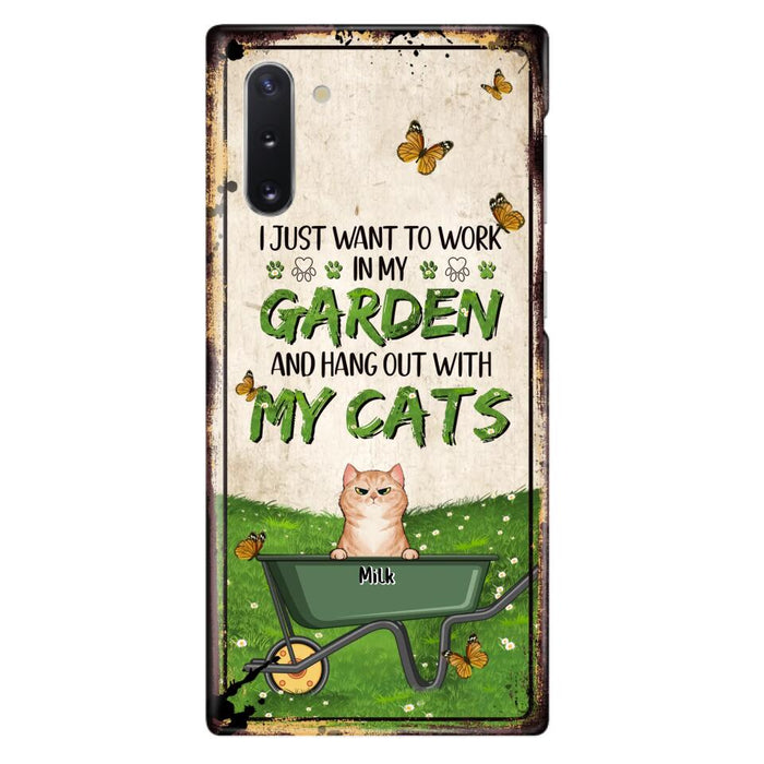 Custom Personalized Cat Phone Case For iPhone And Samsung - Gift Idea For Cat Lover - Up to 6 Cats - I Just Want To Work In My Garden And Hang Out With My Cats