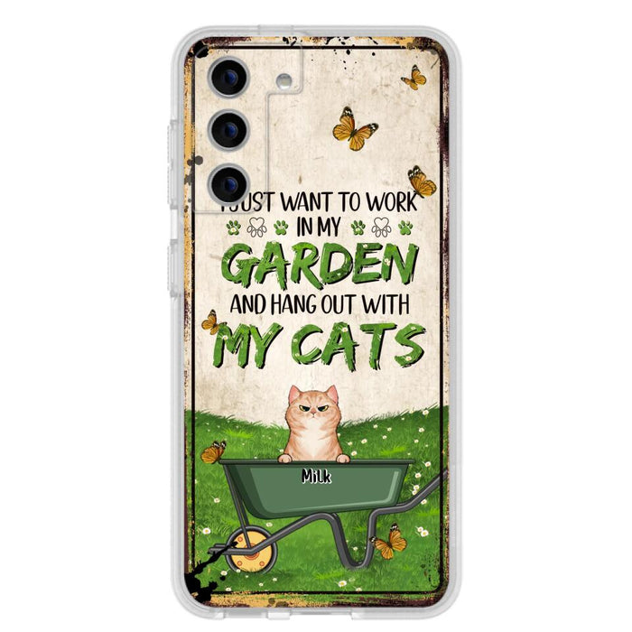 Custom Personalized Cat Phone Case For iPhone And Samsung - Gift Idea For Cat Lover - Up to 6 Cats - I Just Want To Work In My Garden And Hang Out With My Cats