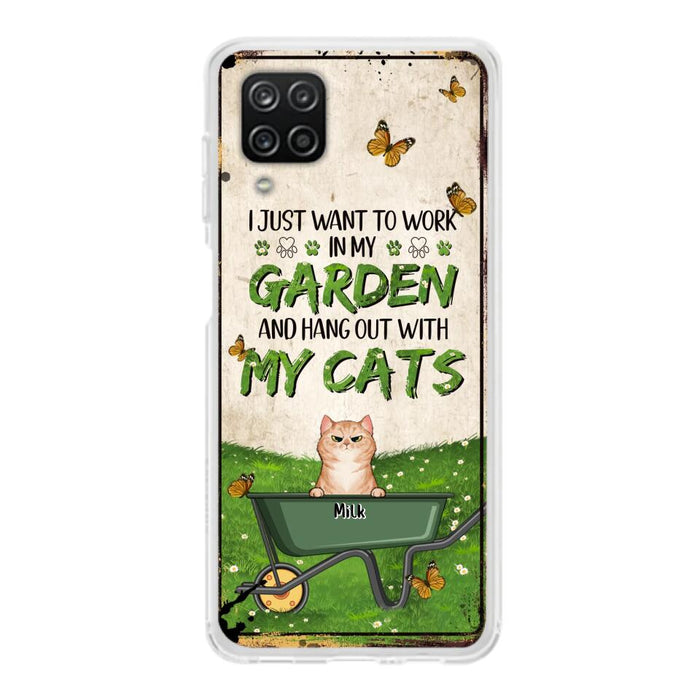 Custom Personalized Cat Phone Case For iPhone And Samsung - Gift Idea For Cat Lover - Up to 6 Cats - I Just Want To Work In My Garden And Hang Out With My Cats