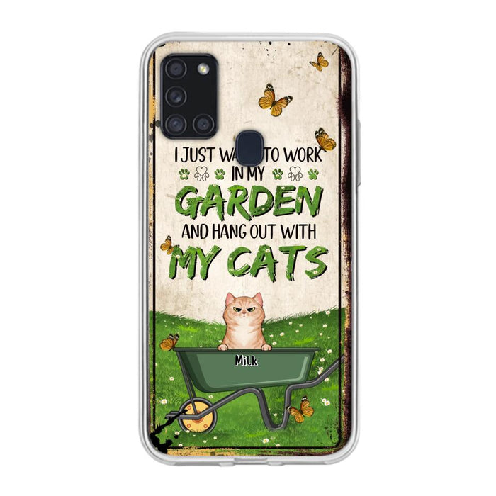 Custom Personalized Cat Phone Case For iPhone And Samsung - Gift Idea For Cat Lover - Up to 6 Cats - I Just Want To Work In My Garden And Hang Out With My Cats