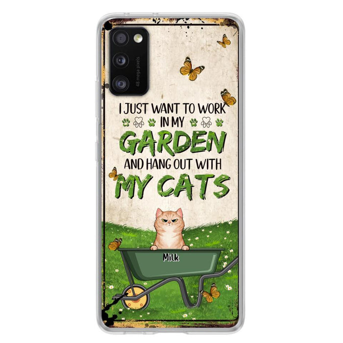 Custom Personalized Cat Phone Case For iPhone And Samsung - Gift Idea For Cat Lover - Up to 6 Cats - I Just Want To Work In My Garden And Hang Out With My Cats