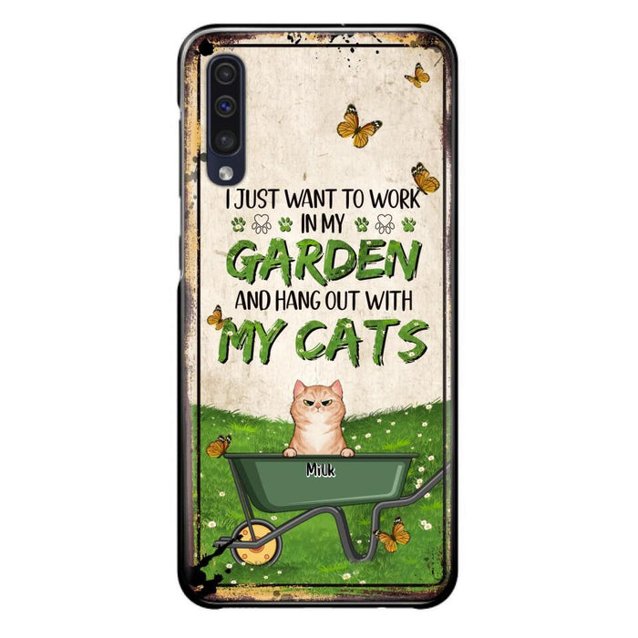 Custom Personalized Cat Phone Case For iPhone And Samsung - Gift Idea For Cat Lover - Up to 6 Cats - I Just Want To Work In My Garden And Hang Out With My Cats