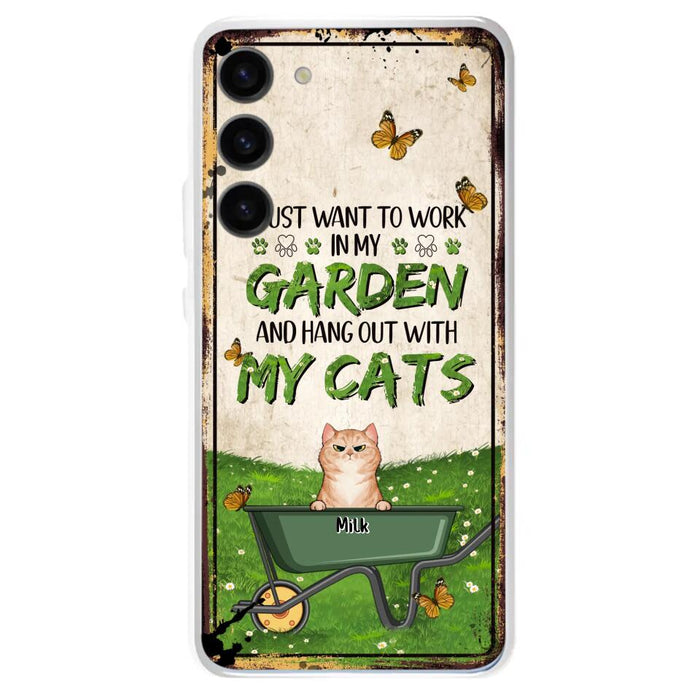 Custom Personalized Cat Phone Case For iPhone And Samsung - Gift Idea For Cat Lover - Up to 6 Cats - I Just Want To Work In My Garden And Hang Out With My Cats