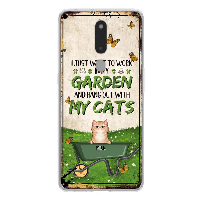 Custom Personalized Cat Phone Case For Xiaomi/ Oppo/ Huawei - Gift Idea For Cat Lover - Up to 6 Cats - I Just Want To Work In My Garden And Hang Out With My Cat