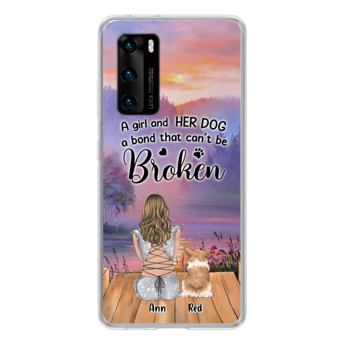 Custom Personalized Dog Mom Phone Case - Upto 4 Dogs - Mother's Day Gift Idea for Dog Lovers - A Girl And Her Dog A Bond That Can't Be Broken - Case for Xiaomi/Huawei/Oppo