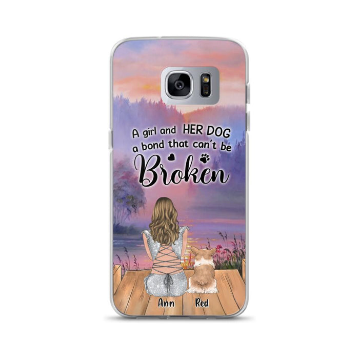 Custom Personalized Dog Mom Phone Case - Upto 4 Dogs - Mother's Day Gift Idea for Dog Lovers - A Girl And Her Dog A Bond That Can't Be Broken - Case for iPhone/Samsung