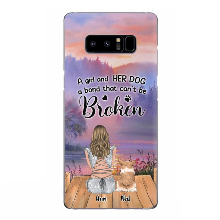 Custom Personalized Dog Mom Phone Case - Upto 4 Dogs - Mother's Day Gift Idea for Dog Lovers - A Girl And Her Dog A Bond That Can't Be Broken - Case for iPhone/Samsung