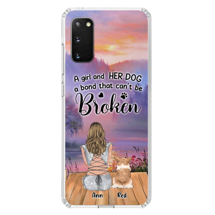 Custom Personalized Dog Mom Phone Case - Upto 4 Dogs - Mother's Day Gift Idea for Dog Lovers - A Girl And Her Dog A Bond That Can't Be Broken - Case for iPhone/Samsung