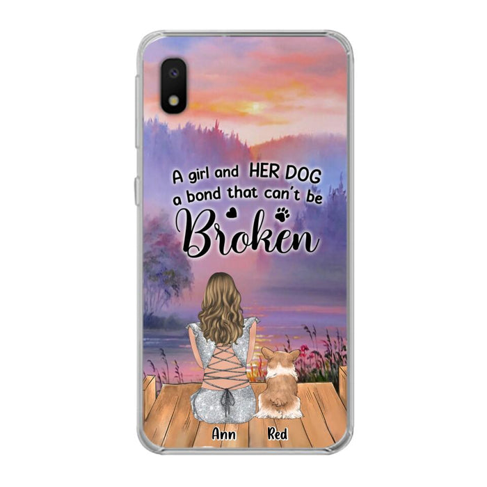 Custom Personalized Dog Mom Phone Case - Upto 4 Dogs - Mother's Day Gift Idea for Dog Lovers - A Girl And Her Dog A Bond That Can't Be Broken - Case for iPhone/Samsung