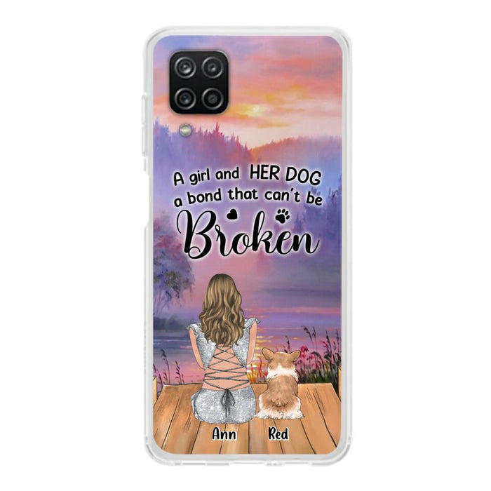 Custom Personalized Dog Mom Phone Case - Upto 4 Dogs - Mother's Day Gift Idea for Dog Lovers - A Girl And Her Dog A Bond That Can't Be Broken - Case for iPhone/Samsung