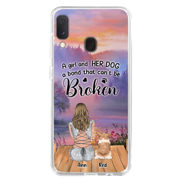 Custom Personalized Dog Mom Phone Case - Upto 4 Dogs - Mother's Day Gift Idea for Dog Lovers - A Girl And Her Dog A Bond That Can't Be Broken - Case for iPhone/Samsung