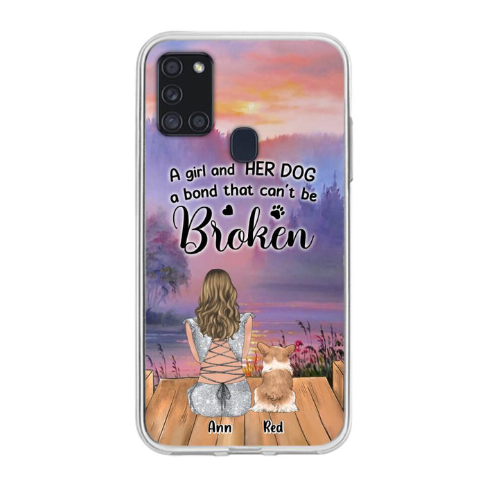 Custom Personalized Dog Mom Phone Case - Upto 4 Dogs - Mother's Day Gift Idea for Dog Lovers - A Girl And Her Dog A Bond That Can't Be Broken - Case for iPhone/Samsung