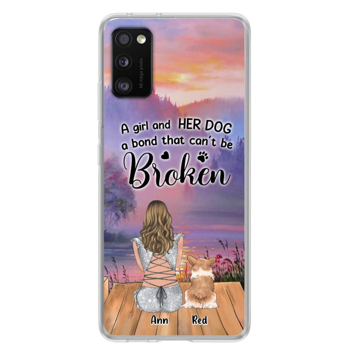 Custom Personalized Dog Mom Phone Case - Upto 4 Dogs - Mother's Day Gift Idea for Dog Lovers - A Girl And Her Dog A Bond That Can't Be Broken - Case for iPhone/Samsung