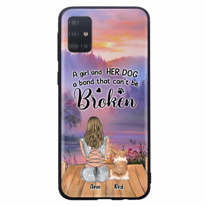 Custom Personalized Dog Mom Phone Case - Upto 4 Dogs - Mother's Day Gift Idea for Dog Lovers - A Girl And Her Dog A Bond That Can't Be Broken - Case for iPhone/Samsung