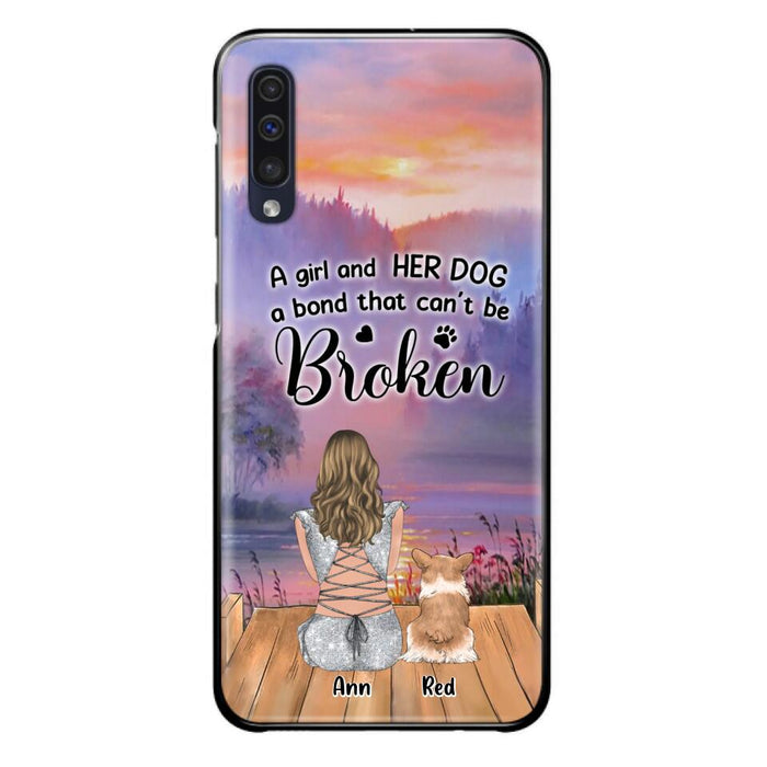 Custom Personalized Dog Mom Phone Case - Upto 4 Dogs - Mother's Day Gift Idea for Dog Lovers - A Girl And Her Dog A Bond That Can't Be Broken - Case for iPhone/Samsung