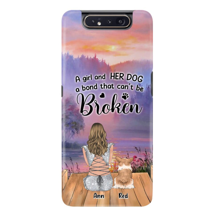 Custom Personalized Dog Mom Phone Case - Upto 4 Dogs - Mother's Day Gift Idea for Dog Lovers - A Girl And Her Dog A Bond That Can't Be Broken - Case for iPhone/Samsung