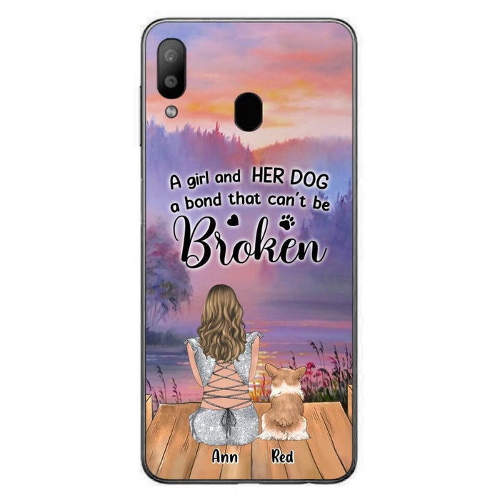 Custom Personalized Dog Mom Phone Case - Upto 4 Dogs - Mother's Day Gift Idea for Dog Lovers - A Girl And Her Dog A Bond That Can't Be Broken - Case for iPhone/Samsung