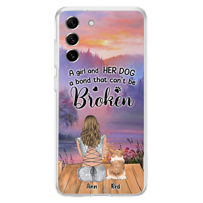 Custom Personalized Dog Mom Phone Case - Upto 4 Dogs - Mother's Day Gift Idea for Dog Lovers - A Girl And Her Dog A Bond That Can't Be Broken - Case for iPhone/Samsung