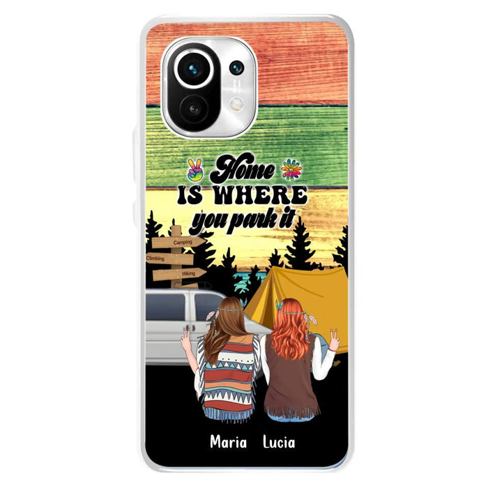 Custom Personalized Hippie Friends Phone Case - Gift Idea For Hippie Lovers - Up to 3 Girls - Home Is Where You Park It - Case For Oppo, Xiaomi & Huawei