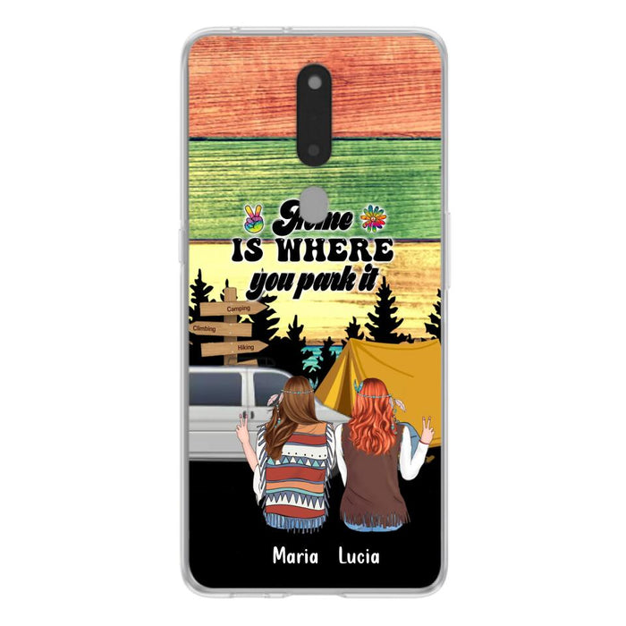 Custom Personalized Hippie Friends Phone Case - Gift Idea For Hippie Lovers - Up to 3 Girls - Home Is Where You Park It - Case For Oppo, Xiaomi & Huawei