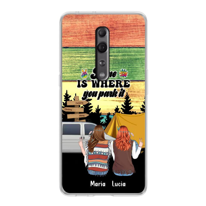 Custom Personalized Hippie Friends Phone Case - Gift Idea For Hippie Lovers - Up to 3 Girls - Home Is Where You Park It - Case For Oppo, Xiaomi & Huawei