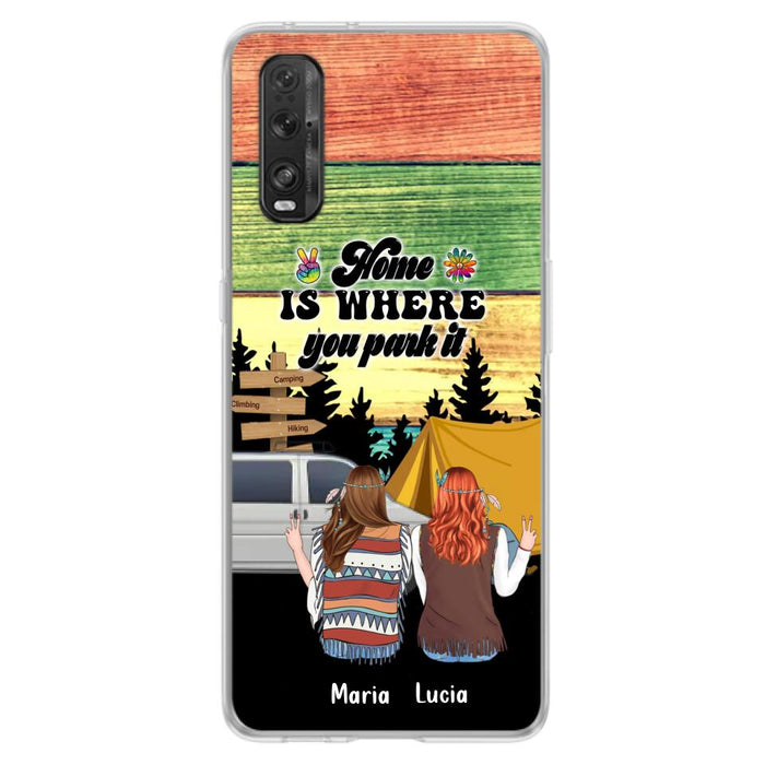 Custom Personalized Hippie Friends Phone Case - Gift Idea For Hippie Lovers - Up to 3 Girls - Home Is Where You Park It - Case For Oppo, Xiaomi & Huawei