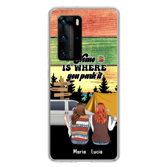 Custom Personalized Hippie Friends Phone Case - Gift Idea For Hippie Lovers - Up to 3 Girls - Home Is Where You Park It - Case For Oppo, Xiaomi & Huawei