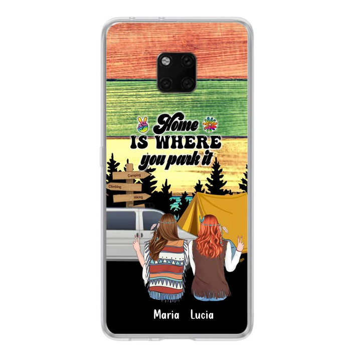 Custom Personalized Hippie Friends Phone Case - Gift Idea For Hippie Lovers - Up to 3 Girls - Home Is Where You Park It - Case For Oppo, Xiaomi & Huawei