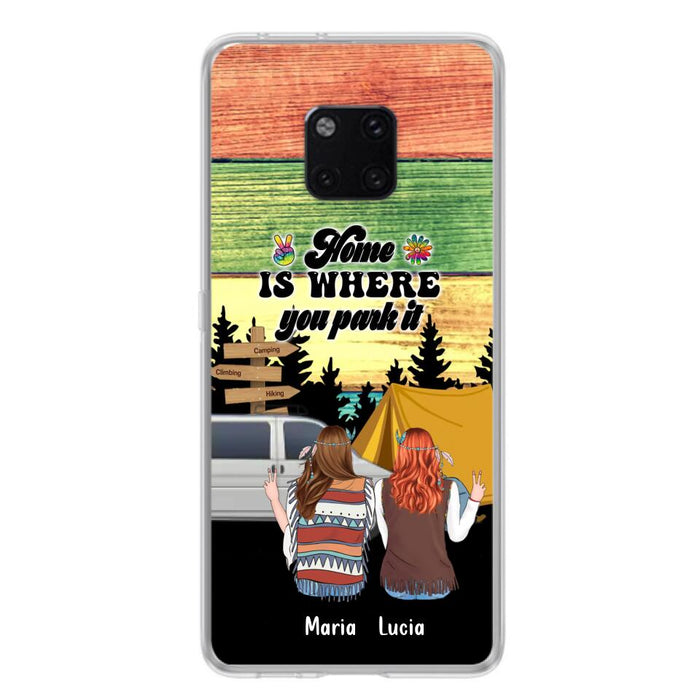 Custom Personalized Hippie Friends Phone Case - Gift Idea For Hippie Lovers - Up to 3 Girls - Home Is Where You Park It - Case For Oppo, Xiaomi & Huawei