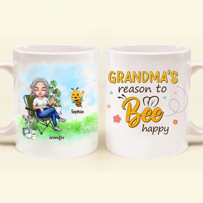 Custom Personalized Grandma Coffee Mug - Gift Idea For Grandma/ Mother's Day Gift Idea - Grandma's Reasons To Bee Happy