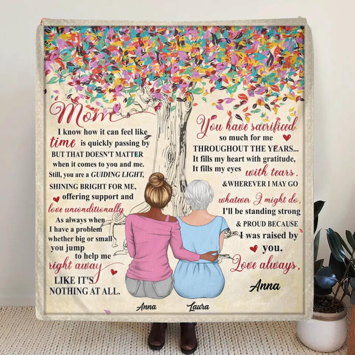 Custom Personalized Mom Singer Layer Fleece/Quilt Blanket - Upto 4 Daughters - Mother's Day Gift Idea from Daughters - Mom I Know How It Can Feel Like Time Is Quickly Passing By