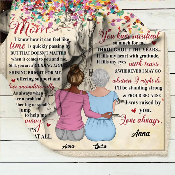 Custom Personalized Mom Singer Layer Fleece/Quilt Blanket - Upto 4 Daughters - Mother's Day Gift Idea from Daughters - Mom I Know How It Can Feel Like Time Is Quickly Passing By