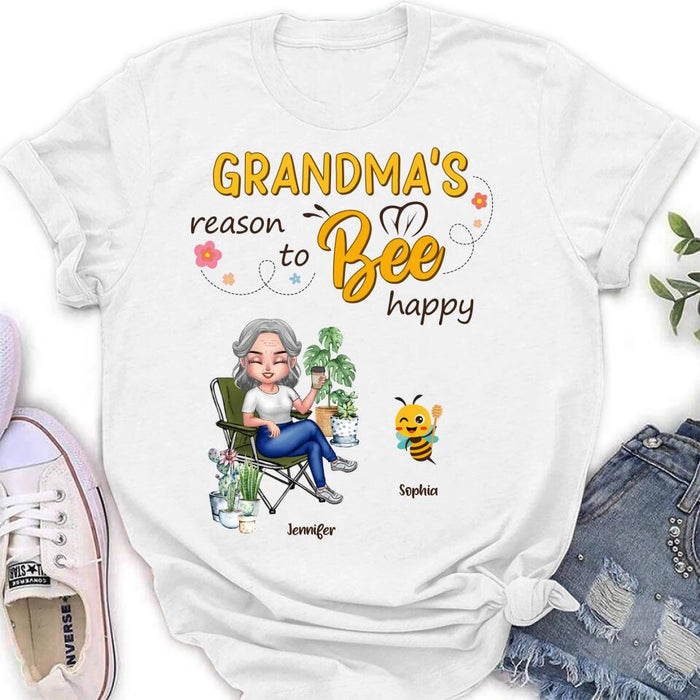 Custom Personalized Grandma T-Shirt/Long Sleeve/Sweatshirt/Hoodie - Gift Idea For Grandma/ Mother's Day Gift Idea - Grandma's Reasons To Bee Happy