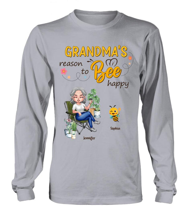 Custom Personalized Grandma T-Shirt/Long Sleeve/Sweatshirt/Hoodie - Gift Idea For Grandma/ Mother's Day Gift Idea - Grandma's Reasons To Bee Happy