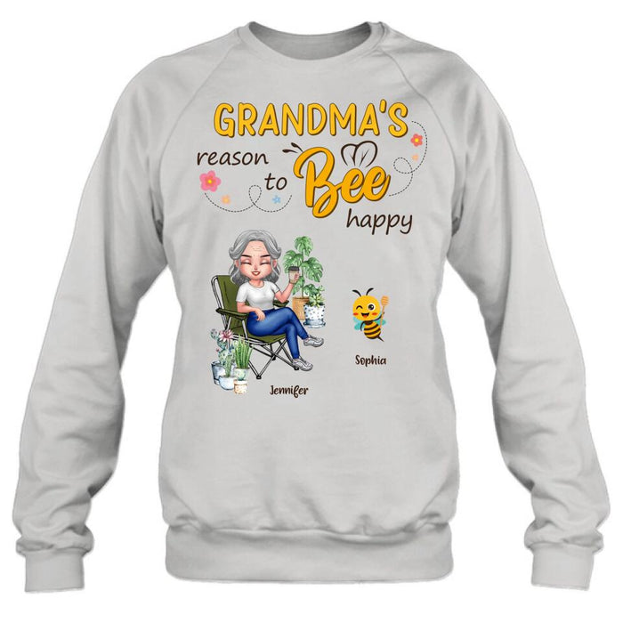 Custom Personalized Grandma T-Shirt/Long Sleeve/Sweatshirt/Hoodie - Gift Idea For Grandma/ Mother's Day Gift Idea - Grandma's Reasons To Bee Happy