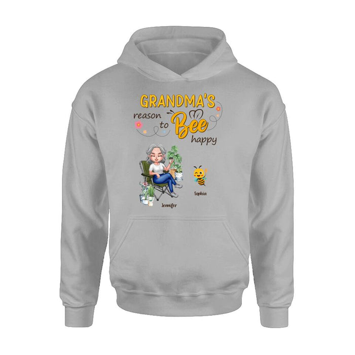 Custom Personalized Grandma T-Shirt/Long Sleeve/Sweatshirt/Hoodie - Gift Idea For Grandma/ Mother's Day Gift Idea - Grandma's Reasons To Bee Happy