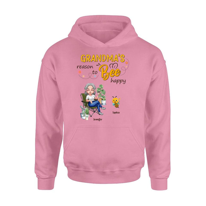 Custom Personalized Grandma T-Shirt/Long Sleeve/Sweatshirt/Hoodie - Gift Idea For Grandma/ Mother's Day Gift Idea - Grandma's Reasons To Bee Happy