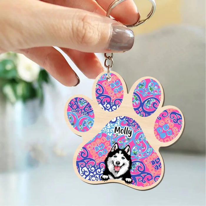 Custom Personalized Dog Wooden Keychain - Upto 3 Dogs - Mother's Day Gift Idea For Dog Lovers